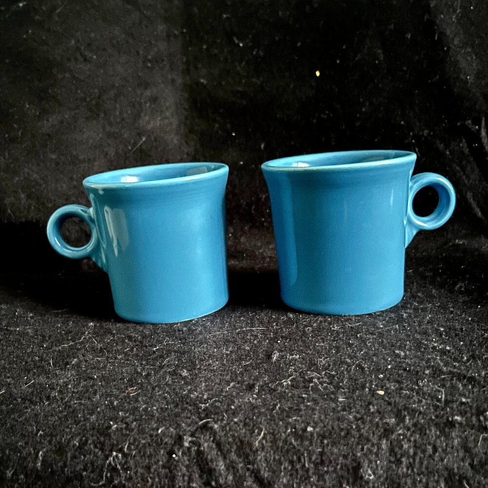 Set of 2 Fiesta HLC Homer Laughlin Peacock Blue Coffee/Tea/Hot Cocoa Mug